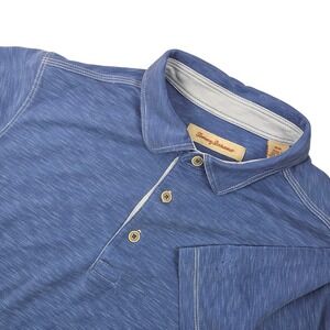 Tommy Bahama Polo‎ Shirt Mens Medium Blue Modal Blend Short Sleeve Casual
